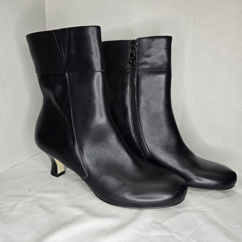 Array Black Leather Kitten Heel Boots Womens 8 N Prairie‎ Victorian Steampunk
